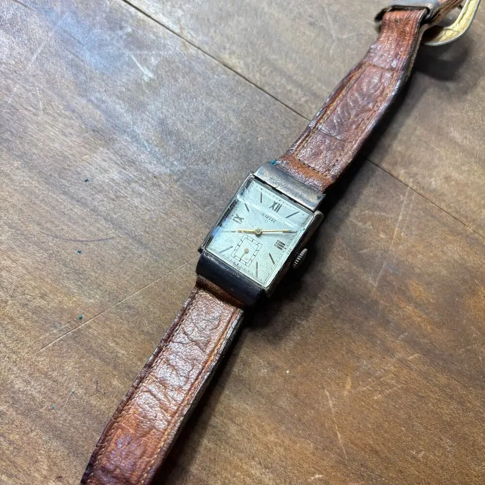 Vintage Harvel Tank Wristwatch with Red Croton Case